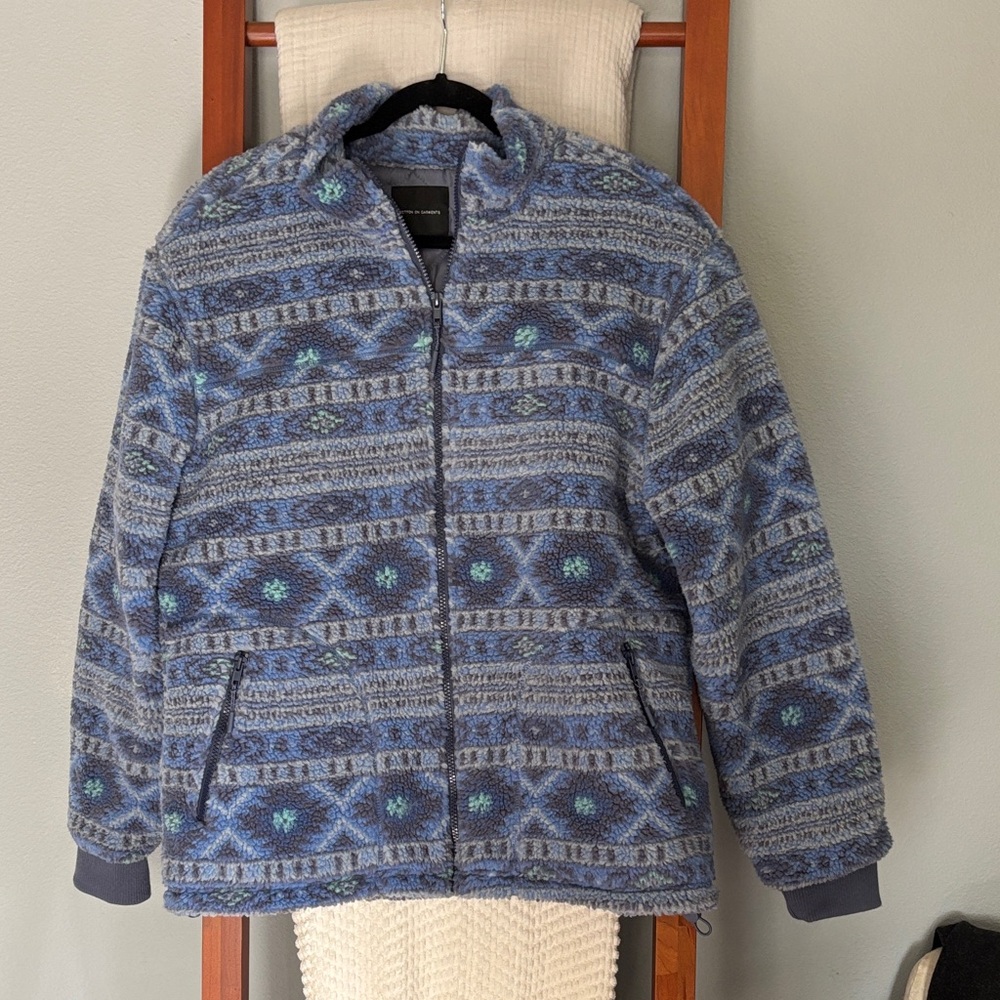 Cotton On Blue Patterned Zip Up Sweater